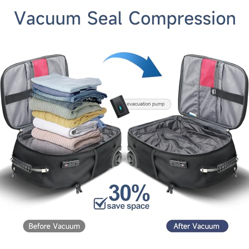 Travel Vacuum Backpack with Wheels for Men, Rolling Vacpack Backpack with Vacuum System 50L Laptop Backpack with Anti-Theft Back Pack Carry on Luggage, Business and Commuting Bags for Women (C)3