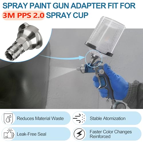 Image of Spray Paint Gun Adapter#S27, 26119 Spray Gun Adapter Fit for 3M PPS 2.0 Spray Cup System, 16 mm Male 1.5 mm Thread Adapters Compatible with Graco Snap-On TranStar DeVilbiss Binks Matco Spray