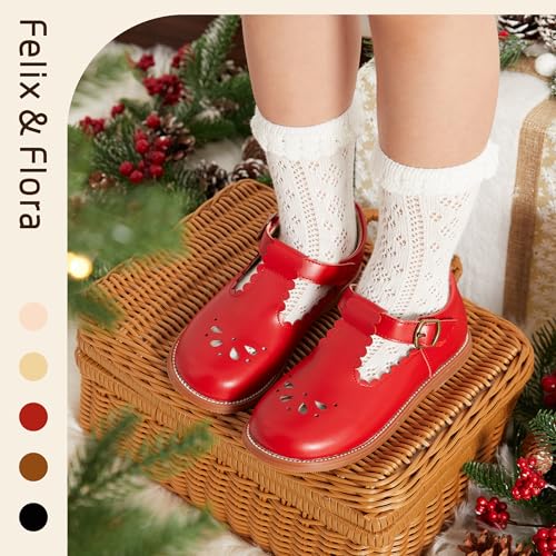 Image of Felix & Flora Toddler Little Girl Mary Jane Dress Shoes - Ballet Flats for Girl Party School Shoes