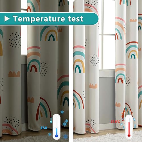 Image of Blackout Rainbow Curtains for Kids Nursery Curtain, C1, 52 inch x 63 inch, 2 Panels