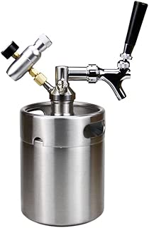 SupYaque Mini Beer Keg Pressurized Stainless Steel Growler Keeps Carbonation for Homebrew or Craft Draught Beer Kegging Equipment Enthusiast (2 L/64 oz) - coolthings.us