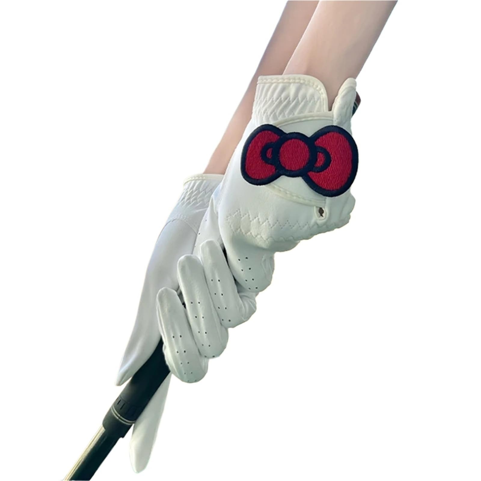 Compatible con SG 1 par de Guantes de Golf for Mujer, Guantes de Golf Elegantes de Cuero Suave con Dedos Abiertos y Transpirables