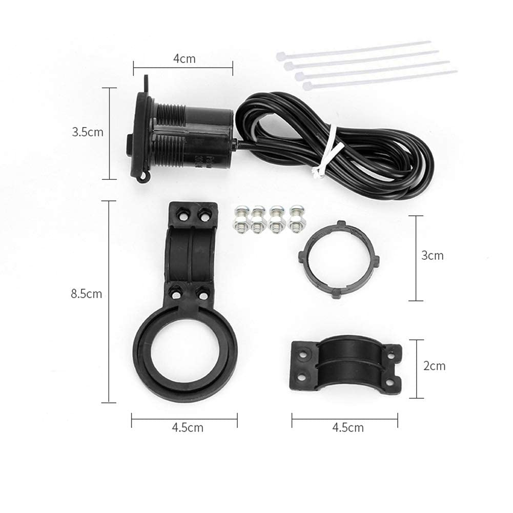 D71CS USB-oplader voor auto, 5V/2,1A, inbouwstopcontact met schakelaar, waterdicht en stofdicht, USB-aansluiting voor 12V/24V auto, boot, vrachtwagen, robuust, snellader voor voertuigen