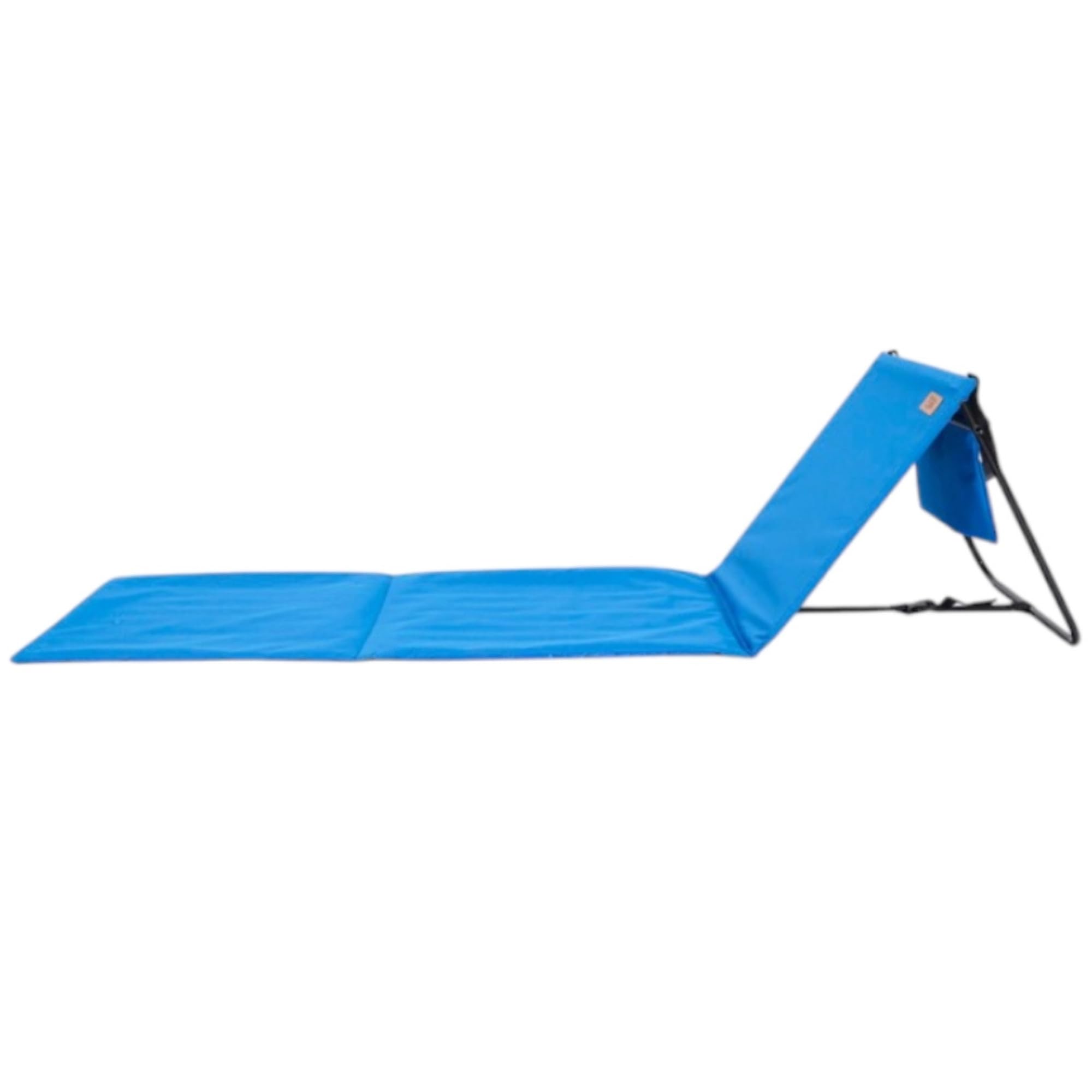 DEVESSPORT Chaise Longue de Plage Pliable avec Dossier renforcé et Poche arrière | Design léger, Compact et résistant – Idéal pour la Plage, Le Camping ou la Piscine