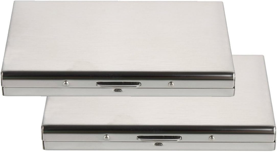 PeepalComm Pocket Stainless Steel & Metal Business Card Holder Case ID Credit Wallet - Luxury Silver Case Cover Unisex Card Wallet (2pcs)