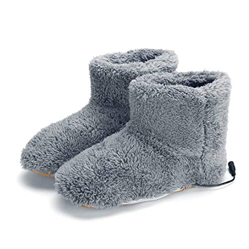 Swiftgood Elektrisch beheizte Schuhe Bequeme Plüsch-Fußwärmer-Schuhe Waschbare USB-Aufladung Elektrische Heizschuhe als Geschenk Cover