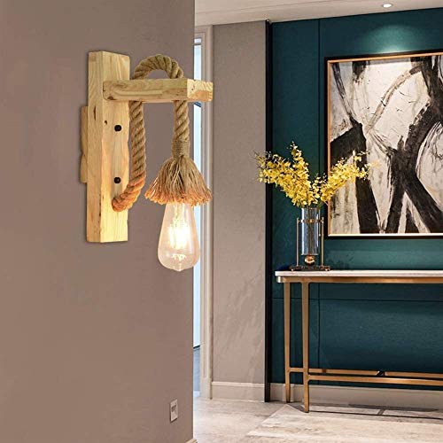 Preisvergleich Produktbild DINGYGJ LED Wandleuchte Industriehanfseil dekorative Holzwand Nehmen Lampen-Beleuchtungskörper Café Hotel Edison-Glühlampe Sockel E27 Warm