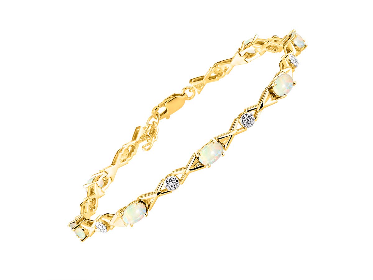 Rylos Bracelets for Women Yellow Gold Plated Silver XOXO Hugs &amp; Kisses Tennis Bracelet Gemstone &amp; Genuine Diamonds Adjustable Fit 7"-8" Wrist, 10 Gorgeous 6X4MM Jewelry for Women Friendship Bracelets