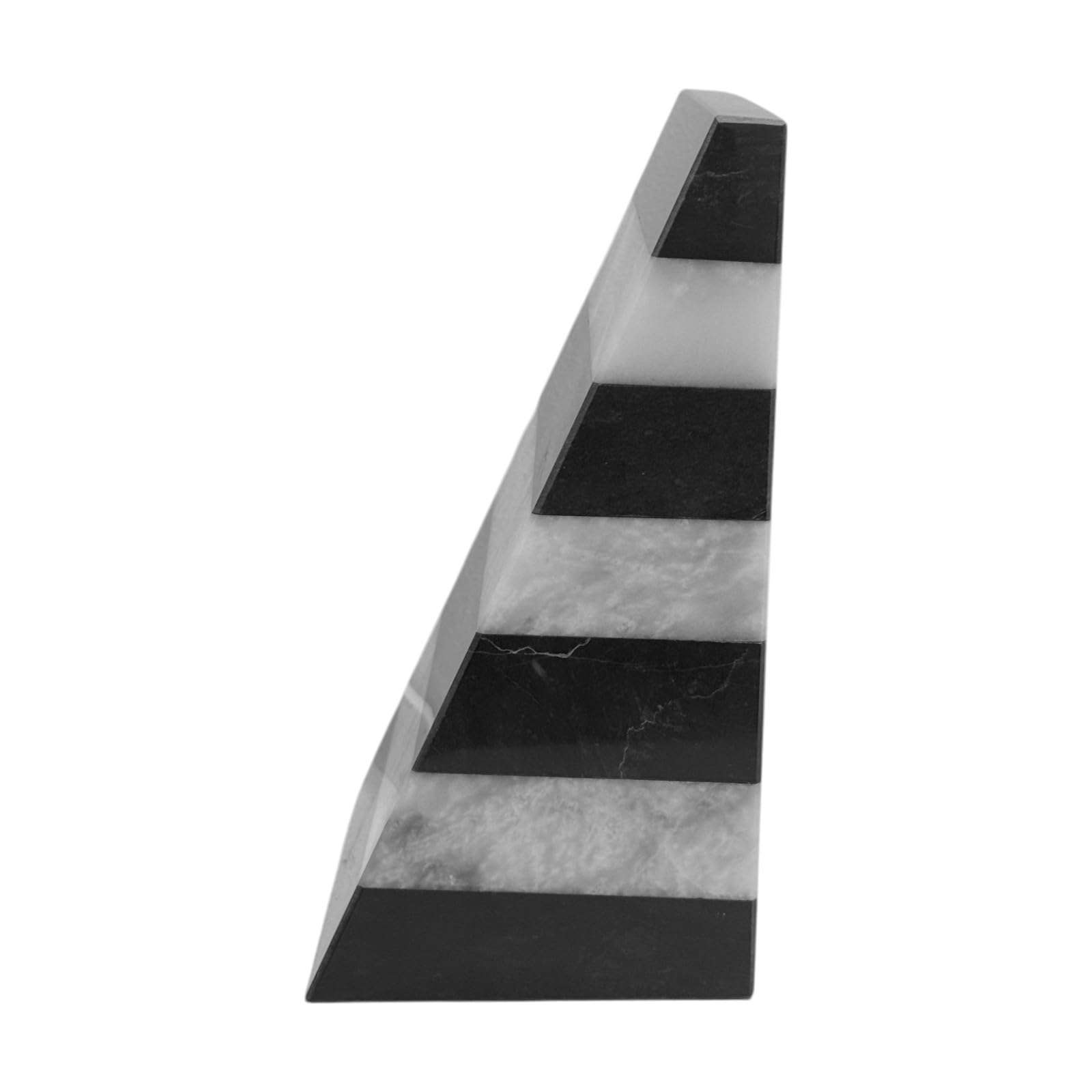 CBAM Paar Buchstützen aus schwarzem und weißem Marmor Carrara handgefertigte Buchstützen aus Naturstein Geometrisches Design für Bücherregal und Studio H 18 cm