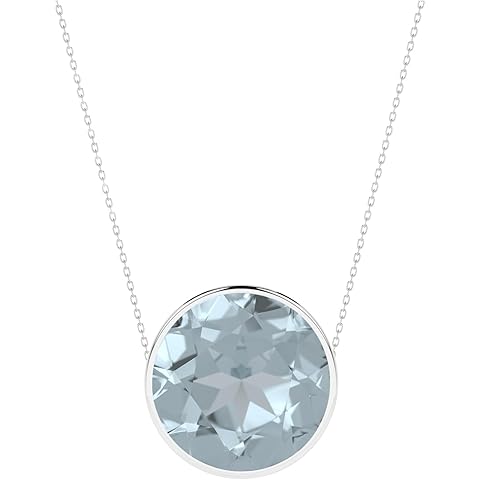 Natural Gemstone Slider Pendant Necklaces for Women in Sterling Silver, Birthstone ...