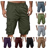 Generisch Cargo Shorts Herren Sommer Kurz Arbeitshose Outdoor Trekking Freizeitshorts Leicht Bequeme Sportshorts Casual Urlaubs Sommershorts Stretch Taillengürtel Sweatshorts mit Knöpfen Laufshorts