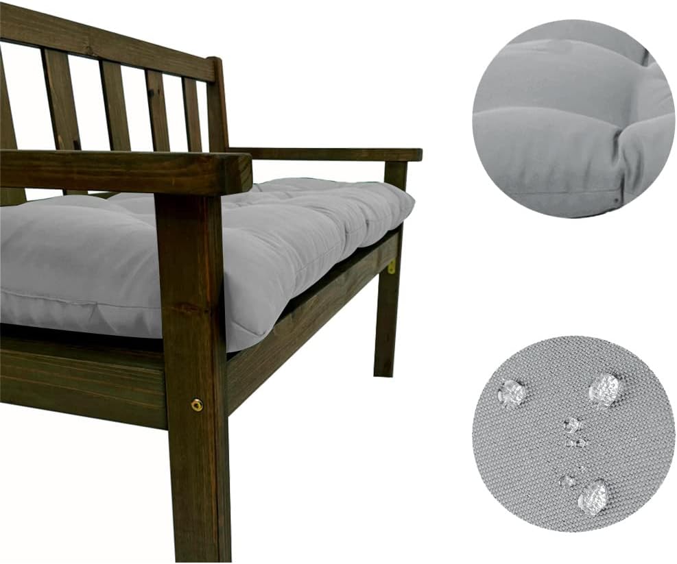 Srutirbo Indoor Outdoor Bench Cushion, Waterproof Swing Cushion Seat Chair Replacement Pads Pillow for Lounger Garden Furniture Patio Metal Wooden (Light Grey, 47 * 20inch)