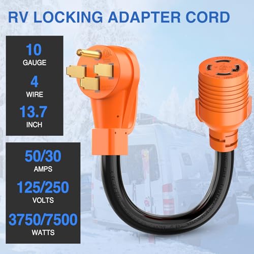 Image of Nilight NEMA 14-50P to L14-30R Generator Transfer Switch Adapter 240V /120V 50 Amp Male to 30 Amp Female Twist Lock 4 Prong Generator Plug Pure Copper Heavy Duty 10 AWG ETL Listed for Power Backup
