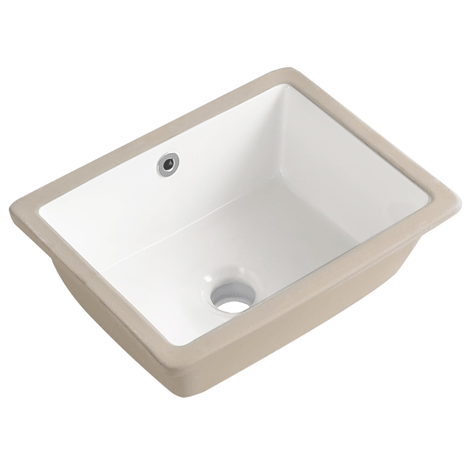 Small Undermount Bathroom Sink 16 Inch White Rectangular Porcelain Ceramic Vanity Basin with Overflow (15.70"x11.69") KDKSC