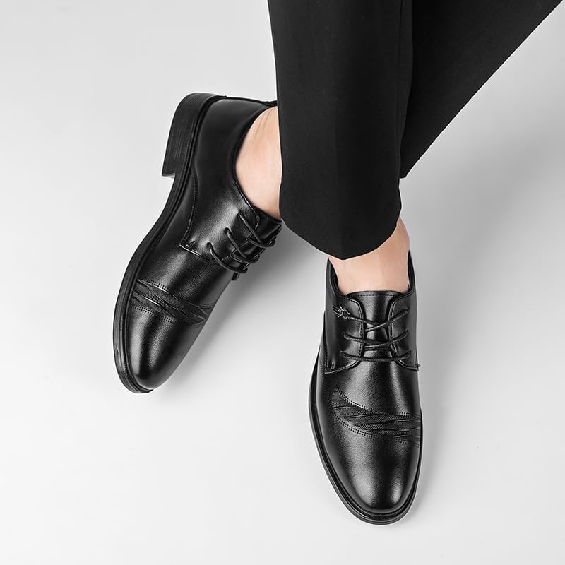 YZABEL Men's Stylish Pointed Toe Business Casual Shoes, Flat Lace-Up Low Top Oxfords Shoes, Lightweight and Comfortable for Daily Commuting Activity2