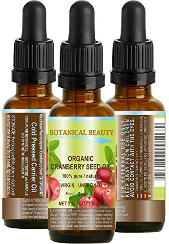 ORGANIC CRANBERRY SEED OIL 100% Pure/Natural/Undiluted/Virgin. 0.33 fl.oz -10 ml. Skin, Body, Hair and Nail Care.