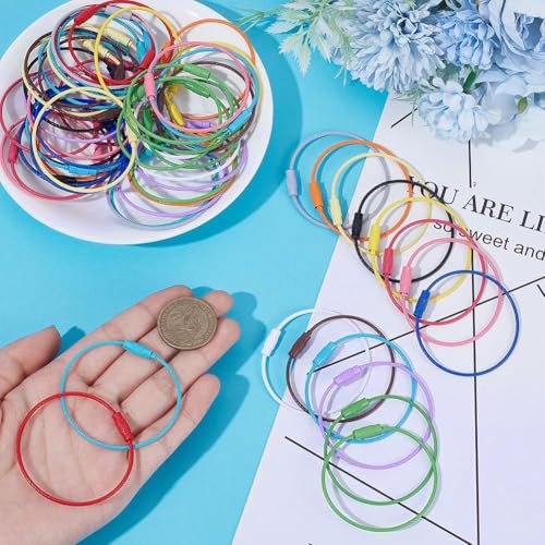Image of SUNNYCLUE Stainless Steel Loops Wire Keychain Cable Large Key Rings Key Chain for Luggage Tags Key Tags Keyrings Kitchen