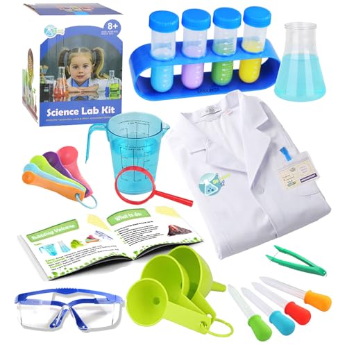 UNGLINGA Wissenschaft Experimentierkästen für Kinder - Laborkittel Wissenschaftlerin Anziehen und Rollenspiel Spielzeug Geschenk für Jungen Mädchen Kindern im Alter von 5-11 Jahren