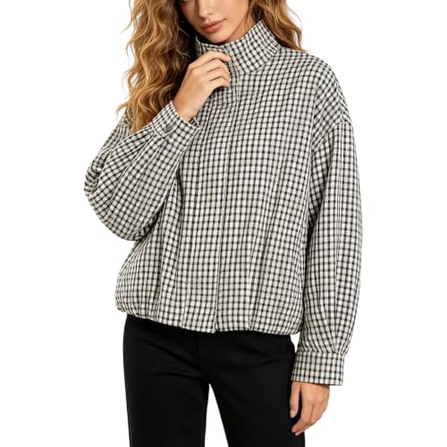 Plaid Bomber Jacket Women Stand Collar Zip Up Coat Casual Long Sleeve Outerwear With Pockets - image 2
