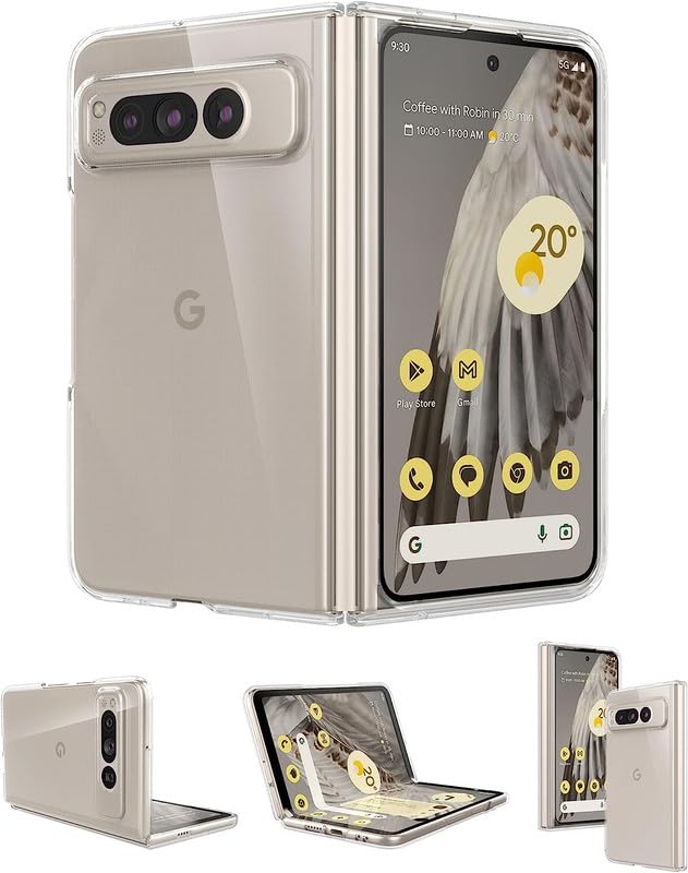 SkyTree Slim Case Compatible with Google Pixel Fold, Premium Thin Hard PC Anti-Slide Lightweight Protective Hard Transparent Phone Case Cover for Google Pixel Fold