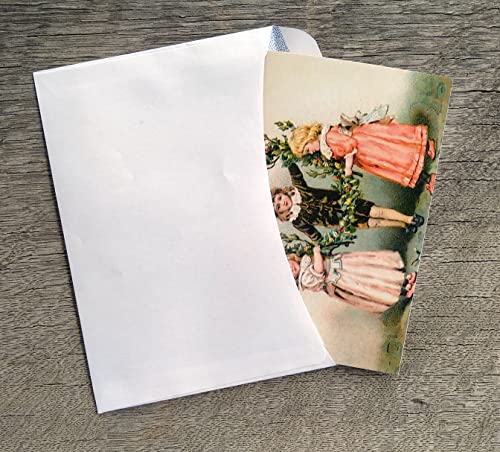 Image of PIXILUV WHITE CHRISTMAS (Pack of 12) Notecards Small Greeting Cards # Cold Wintery Christmas Scenes ~ Vintage Christmas Postcards Reprint