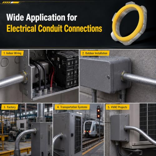 Image of Moxweyeni 50 Pcs 1 /2 Inch Electrical Conduit Lock Nut with PVC Molded Gasket Galvanized Steel Electrical Conduits Sealing Locknut for Rigid IMC Chemical Pipelines and Industry