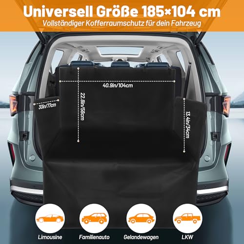 Aonext Kofferraumschutz Hund Gesteppt mit Seiten und Ladekantenschutz, Hundebett Kofferraum Wasserdicht & Kratzfest, Universal Hundedecke Auto Kofferraum