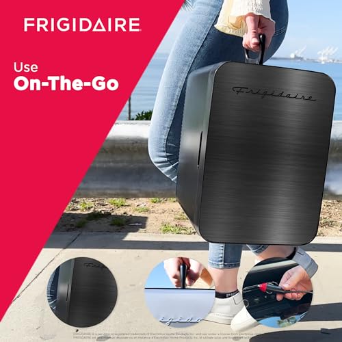 Frigidaire Mini Personal Fridge Cooler, Countertop, Holds Up to 10L/15 Cans, Brushed Black Stainless Rugged Design, Portable for Skincare, Makeup, Car, Office, Bedroom, Dorm Room, or Cabin - Image 7