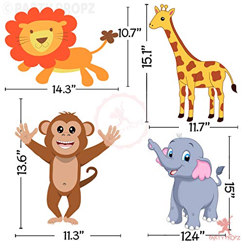 Image of Party Propz Jungle Theme Cutouts - Animal Theme Cardstock Cutouts for Birthday Decoration | Large Animals - Multicolour - 4Pcs