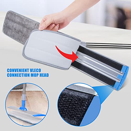 Masthome Commercial Wet Mop 24'' Large Microfiber Mop,Aluminum Flat Mop With Adjustable Stainless Steel For Wet And Dust Cleaning Heavy Duty Floor Mop With 5 Mop Pads And 1 Cleaning Scraper #TOP4