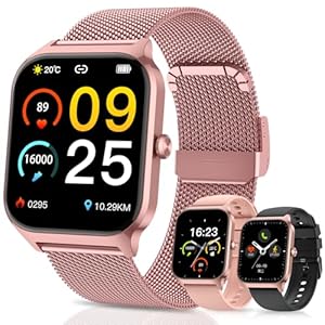 Smart Watch for Women Fitness Tracker: Rose Gold Make/Answer Call Smart Watches for Women Waterproof Digital Mens Watches Running Smartwatch Android Phone iPhone Samsung Compatible Heart Rate Monitor