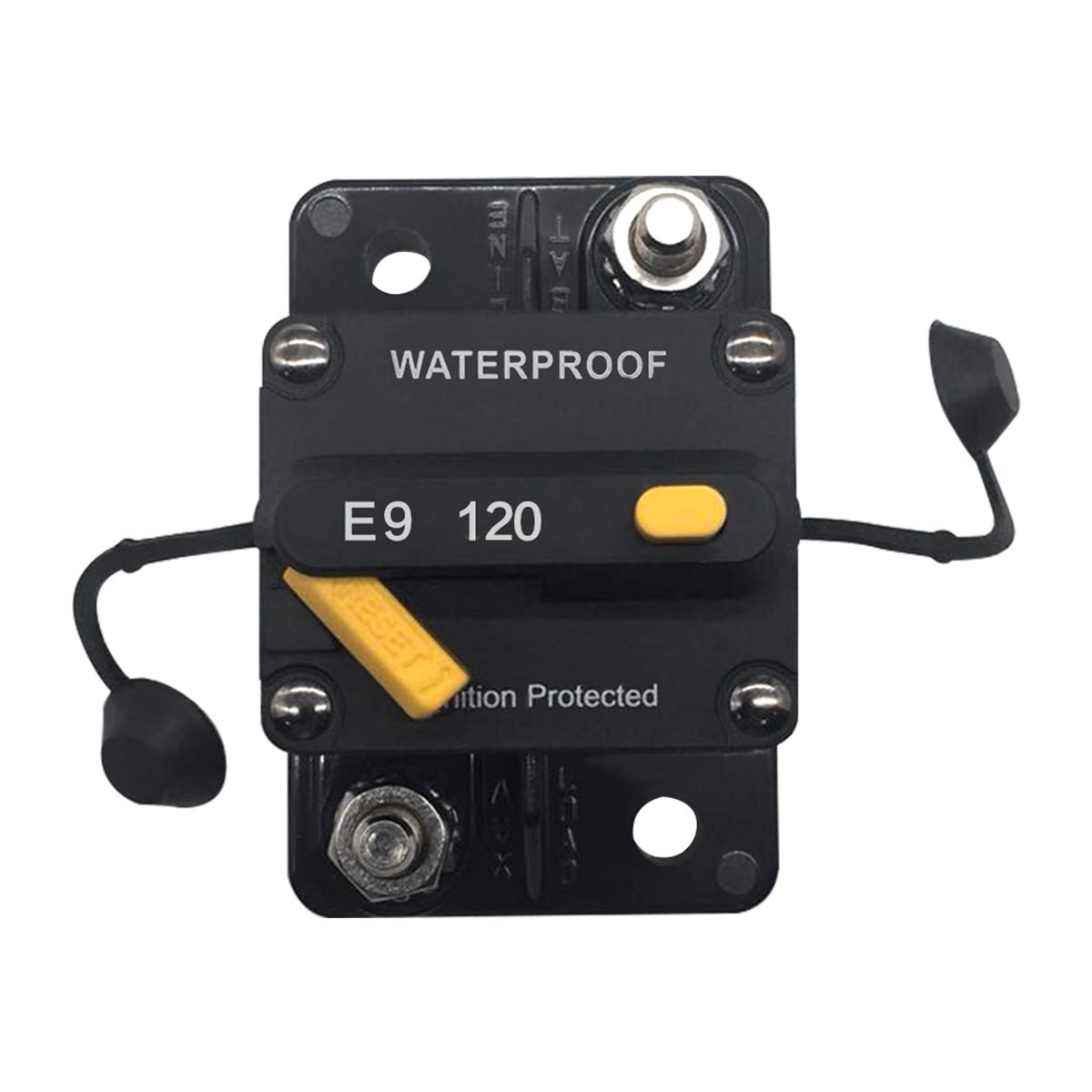 Waterproof Circuit Breaker Surge Protector with Manual Reset Button 12V- 72V DC Fuse Inverter for Car RV Marine Boat (120 Amp)-image-10