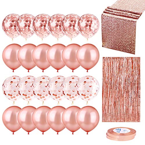 Whaline 52 Pack Rose Gold Party Wedding Decoration Set, Include 48 Pcs Rose Gold Confetti Balloons w - //coolthings.us