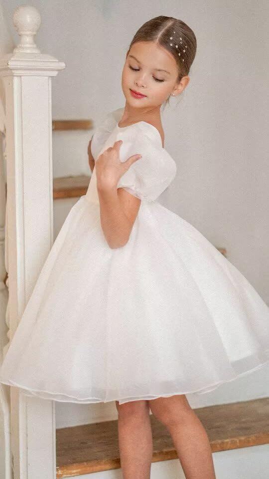 Flower Girl Dresses for Wedding Puff Sleeve Prom Ball Gown Tulle First Communion Dress4