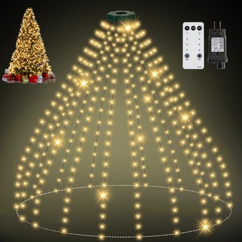 Lichterkette Weihnachtsbaum mit Ring, 2.5M 16 Stränge 400 LED IP65...