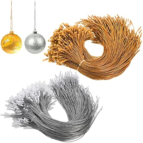 Hiceeden 1000 Pieces Oranament Hangers, Christmas Snap Locking Ropes, Silver & Gold Decorations Hook Ropes for Xmas Tree, Halloween, Thanksgiving, Holiday, Celebration Cover