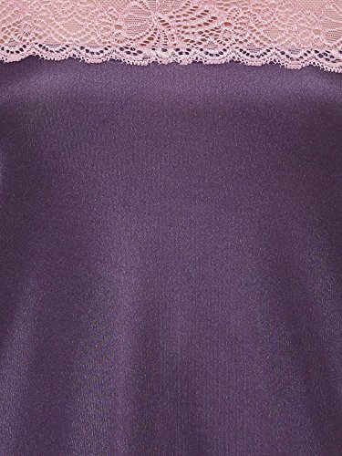 Clovia Women's Satin Short Nighty with Lace - Image 5