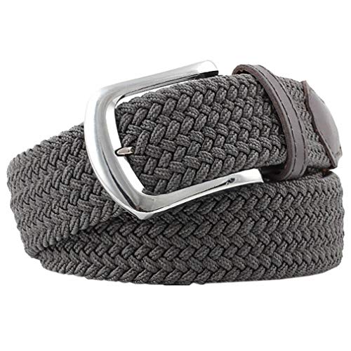 Bigood Womens All-match Stretch Belt Canvas Elastic Braided Woven Belts Dark Grey