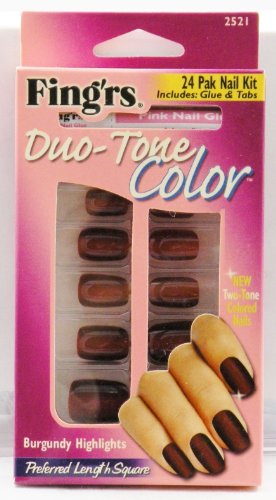 Fing'rs Duo-Tone Color 24 Pak Nail Kit - Burgundy Highlights - 2521
