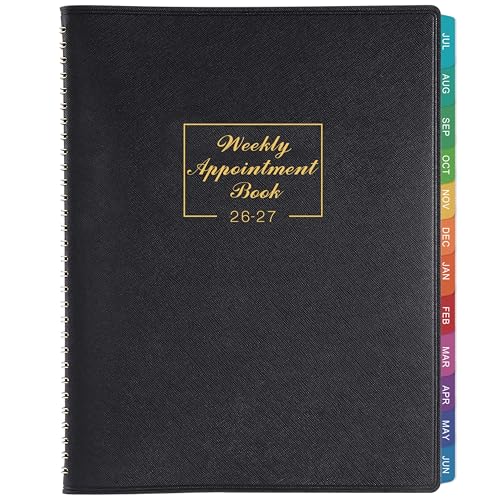 2026-2027 Weekly Appointment Book - Daily Hourly Planner 2026-2027 from Jul. 2026 - Jun. 2027, 8.5" x 11", 15-Minute Interval, Monthly Tabs, Leather Cover, Perfect for Your Life