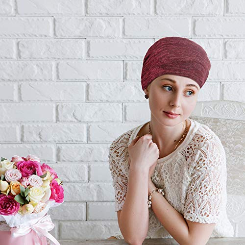 6 Pieces Satin Lined Sleep Cap Slouchy Beanie Slap Hat Night Hair Wrap Caps For Women Girls, One Size (Black, Navy Blue, Khaki, Army Green, Wine Red, Dark Grey) #TOP5