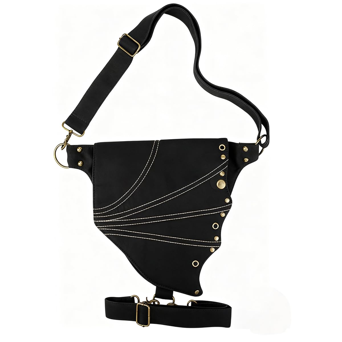 Crossbody Belt Bag Fanny Pack for Women with Detachable Thigh Strap, Adjustable Hip–Waist Utility Pouch, Secure Zipper Pockets, Festival & Everyday