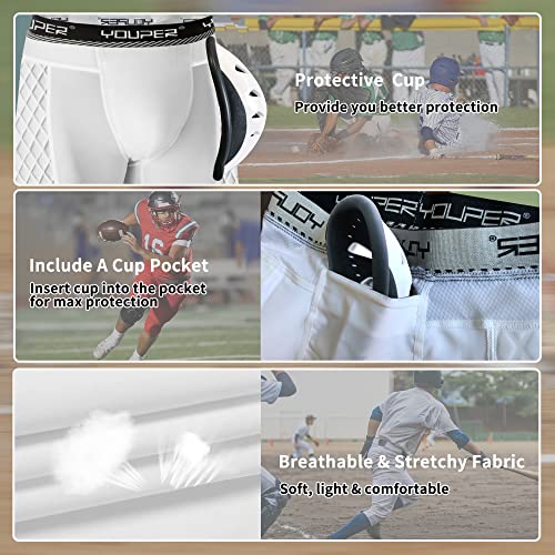 Youper Youth Boys Padded Sliding Shorts with Elite Protective Cup for Football, Baseball & Hockey4
