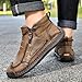 ENOEGMSD Men's High Top Loafers Shoes Fashion Handmade Side Zipper Slip On Orthopedic Leather Boots Casual Round Toe Anti-Slip Outdoor Hiking Walking Dress Chelsea Ankle Boots (Khaki,11)