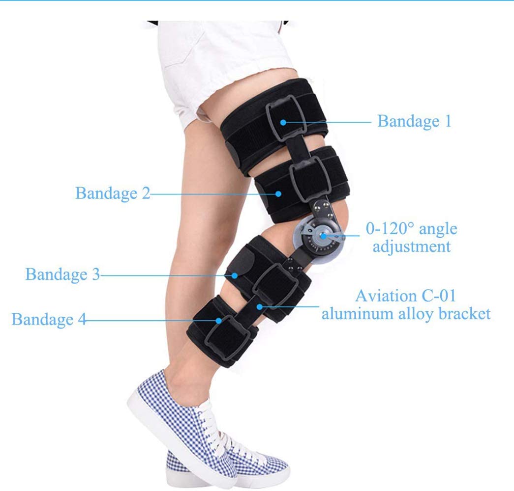 Kniegelenksfixierung, Verstellbare Kniegelenksorthese Mit Scharnier, Kniegelenksstabilisator Zur Unterstützung Bei Arthritis, Gelenkschmerzen, Meniskusriss, Knieverletzu,Right-M