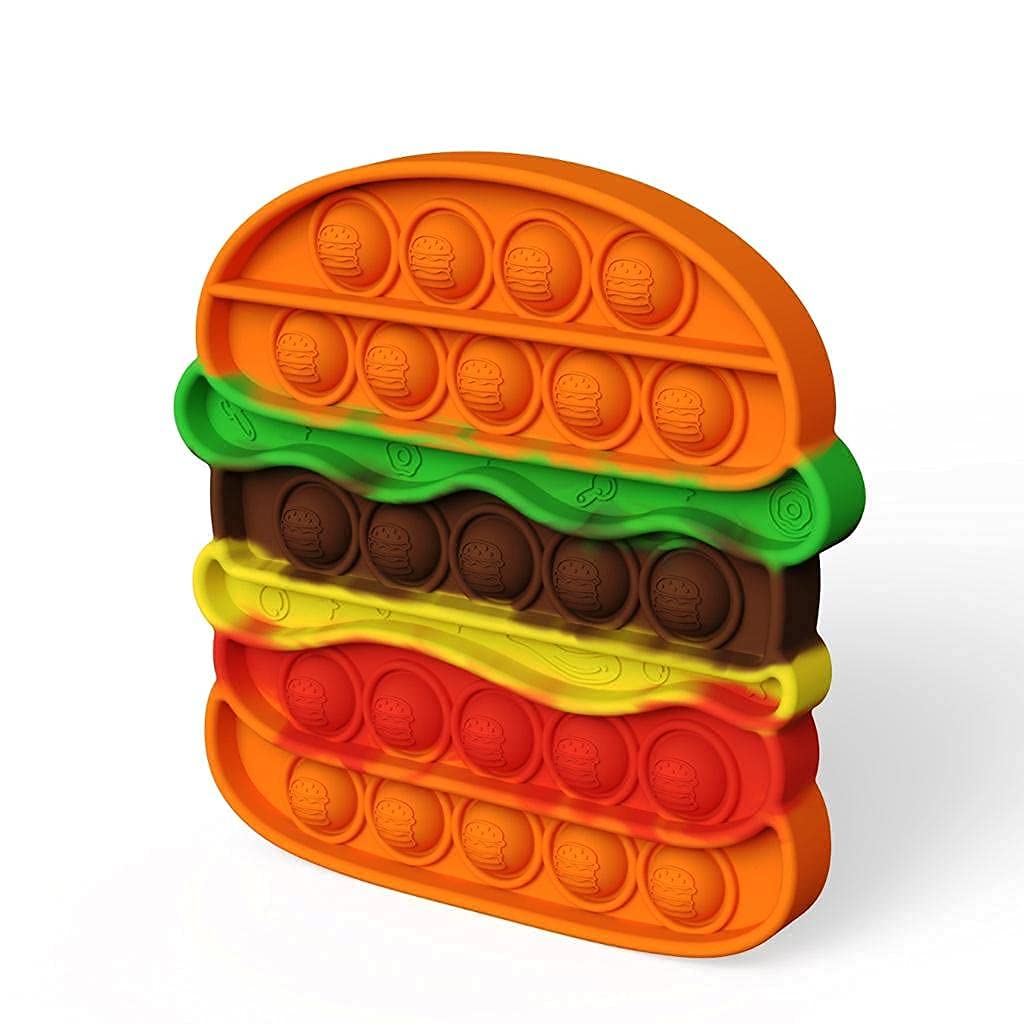 NIYANETAIL Pop It Fidget Toys, Pop it Rainbow Push Bubble Fidget Sensory Toy, Autism Special Needs Silicone Stress Relief Toy, Great Fidget Toy Sensory Toys Novelty Gifts (Burger Fries) 1