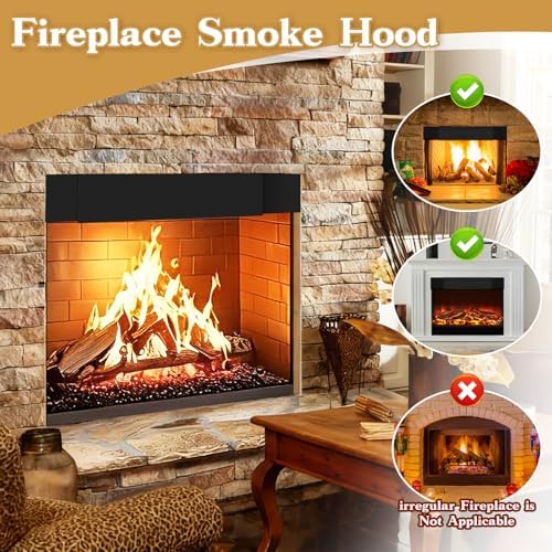 Adjustable Fireplace Smoke Guard, Fireplace Hood Deflector - 1