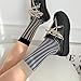 Women's Vintage Striped Crew Socks 4 Pairs Cute Fashion Patterns Mid Calf Socks