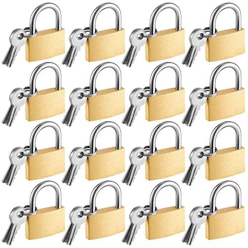 Kenning 16 Pcs Solid Keyed Alike Padlocks 1.18 Inch Solid Brass Padlock With Key Weatherproof Luggage Locks Suitcase Lock Wide Body With Hardened Steel Shackle For Sheds cover