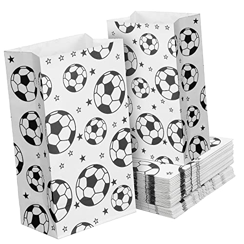 WOFASHPURET 40個サッカーテーマ紙袋 パーティー用品 トリートバッグ お菓子収納 薄型 クラフトペーパー製 明るいデザインで誕生日パーティーや運動会に